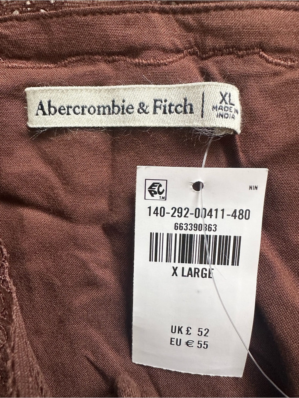 Abercrombie & Fitch Lace Trim Tie Front Top Tank Linen Blend Brown Sz XL NWT New - Picture 8 of 12